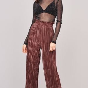 Gina Tricot Millie Frill Trousers Housut Marron