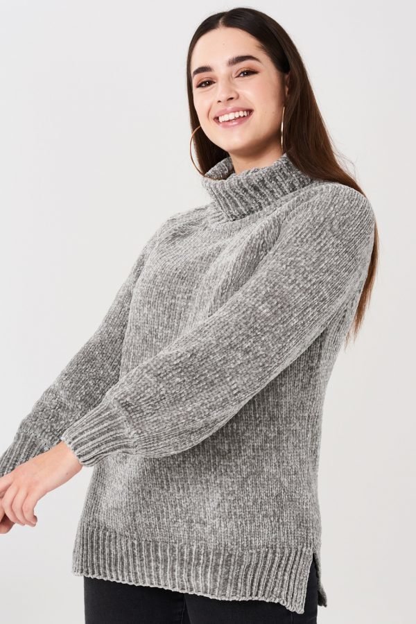 Gina Tricot Nila Knitted Roll Neck Sweater Neulepusero Greymelange