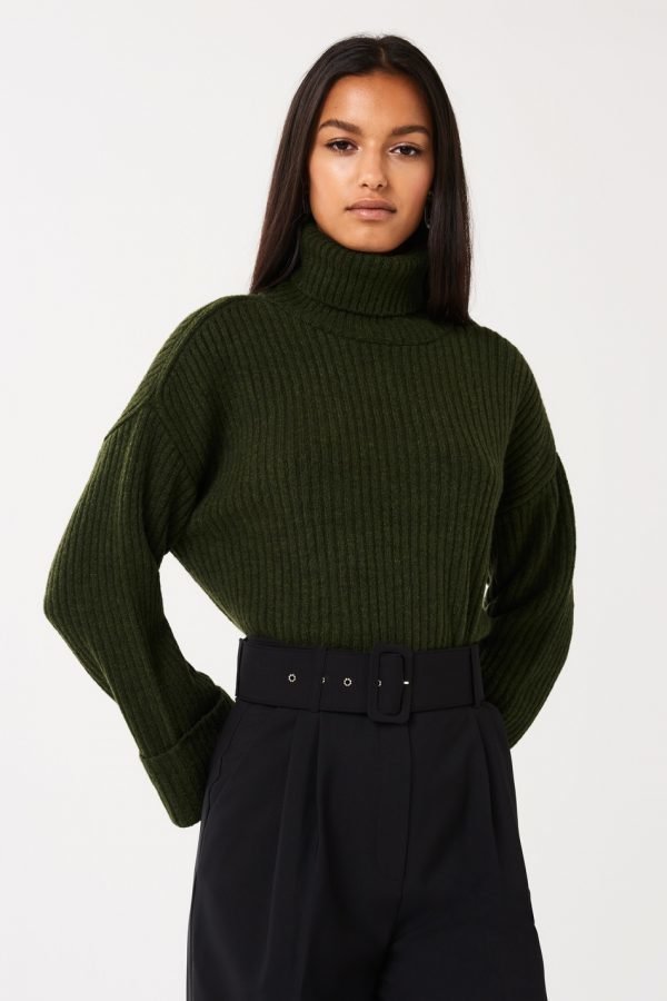 Gina Tricot Sia Knitted Roll Neck Sweater Neulepusero Olive Green