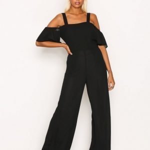 Glamorous Frill Strap Jumpsuit Black