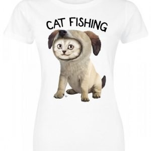 Goodie Two Sleeves Cat Fishing Naisten T-paita