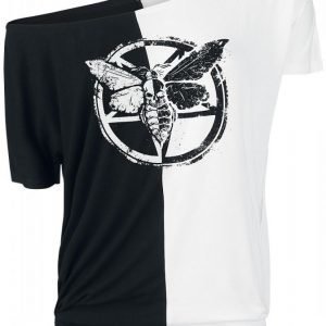 Gothicana By Emp Contrast Moth Ladies Tee Naisten T-paita