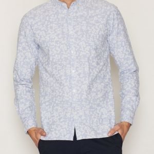 Knowledge Cotton Apparel All Over Flower Shirt Kauluspaita Blue