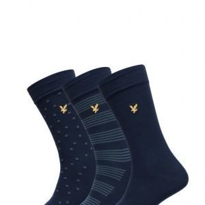 Lyle & Scott 3 Pack Of Navy Patterned Socks nilkkasukat