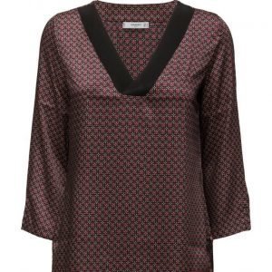 Mango Contrast Neck Blouse pitkähihainen pusero