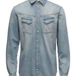 Mango Man Slim-Fit Light Denim Shirt