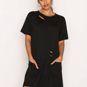 Missguided Distressed Pocket T Dress Mekko Black