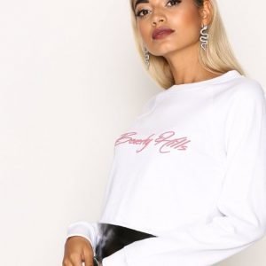 Missguided Raw Hem Graphic Sweat Svetari White