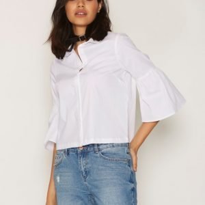 New Look Bell Sleeve Shirt Kauluspaita White