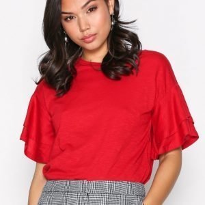 New Look Double Ruffle Sleeve Tee T-Paita Red