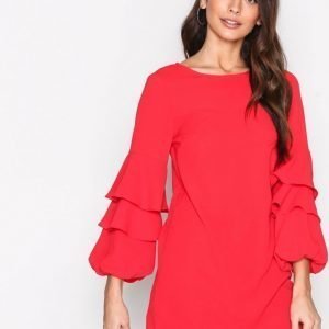 New Look Ruffle Long Sleeve Dress Loose Fit Mekko Red