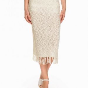 Nly Design Knitted Skirt Midihame Offwhite