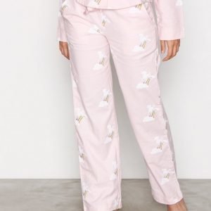 Nly Lingerie Flannel Pyjama Pants Pyjamahousut Vaaleanpunakuviollinen