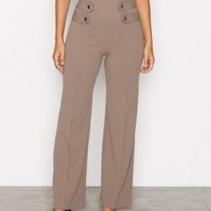 Nly One Gold Button Pant Housut Taupe