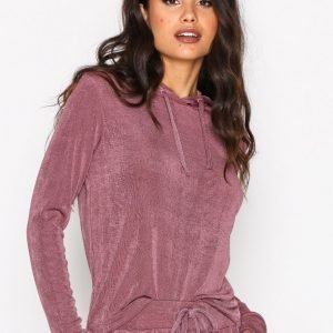 Nly Trend Glam Hoodie Set Jumpsuit Rose Berry