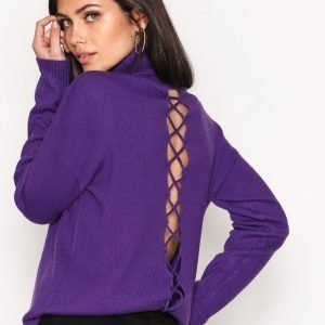 Nly Trend Loose Lace Up Knit Neulepusero Violetti