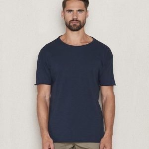 Nudie Jeans Raw Hem T-Shirt Mid Blue