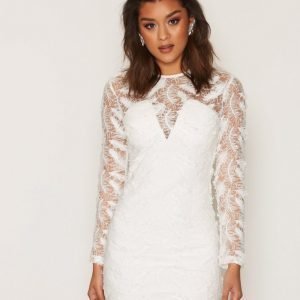 Rare London Feather Lace Detail Mini Dress Kotelomekko White