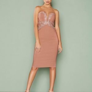 Rare London Lace Trim Midi Dress Kotelomekko Pink