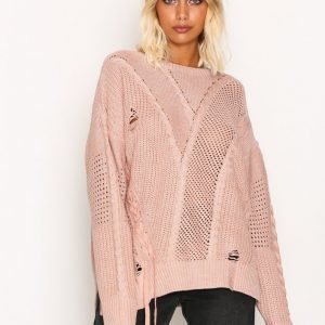 River Island Ladder Knitted Jumper Neulepusero Light Pink