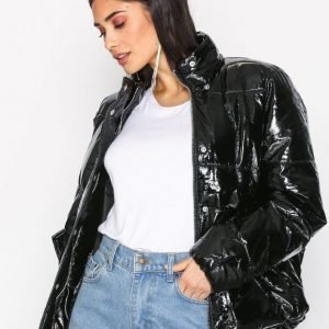 River Island Patent Puffa Jacket Untuvatakki Black