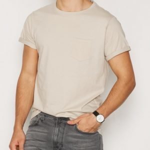 River Island Pocket Roll Sleeve T-paita Stone