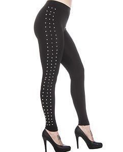 Side Rivets Leggings Black