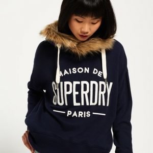 Superdry Applique Fur Slouch Huppari Laivastonsininen