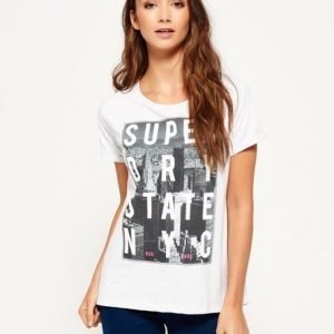 Superdry Boyfriend Mallinen Nyc State T-paita Vaaleanharmaa