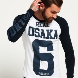 Superdry Pitkähihainen Real Osaka 6 Raglan T-paita Laivastonsininen