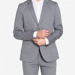 Topman Chambray Skinny Fit Blazer Bleiseri Light Blue