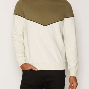 Topman Khaki and Off White Chevron Sweatshirt Pusero Khaki