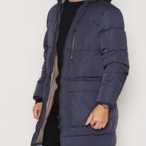 Topman LTD Navy Premium Duck Down Longline Puffer Jacket Takki Mid Blue