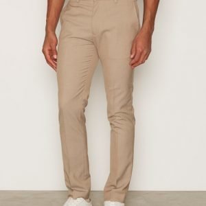 Topman Light Taupe Twill Skinny Fit Suit Trousers Pukuhousut Grey