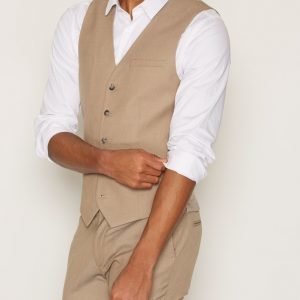 Topman Light Taupe Twill Skinny Fit Suit Waistcoat Bleiseri Grey