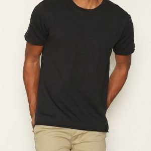 Topman Washed Black Raw Edge T-Shirt T-paita White/Black