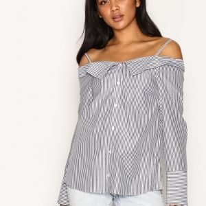 Topshop Stripe Bardot Shirt Arkipaita Grey