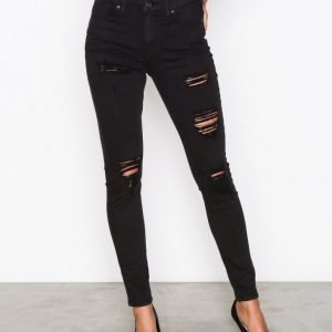 Topshop Super Rip Jamie Jeans Skinny Farkut Black