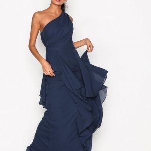 True Decadence One Shoulder Ruffle Dress Maksimekko Navy